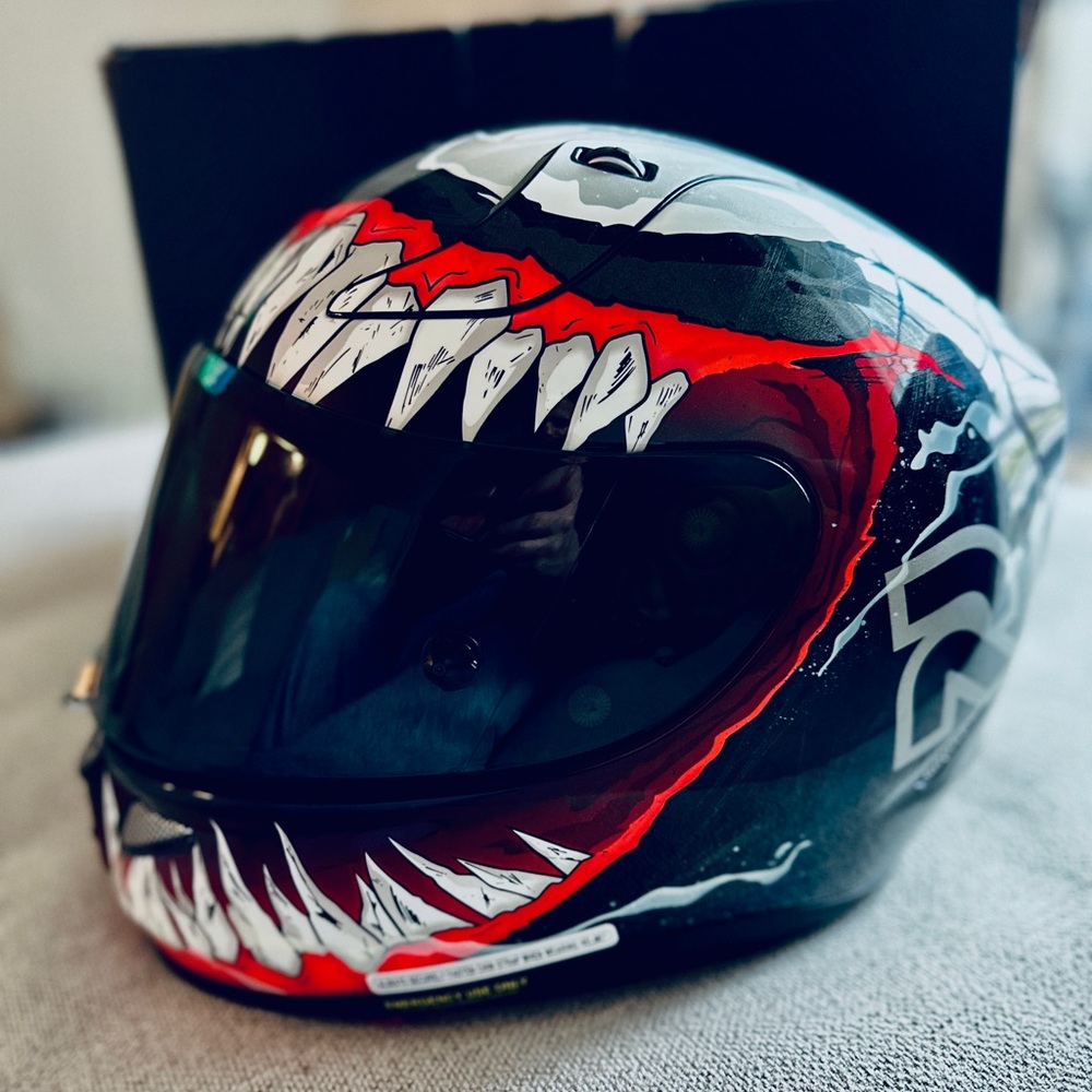 Venom 2 Marvel Red and Black Graphic Motorcycle Helmet